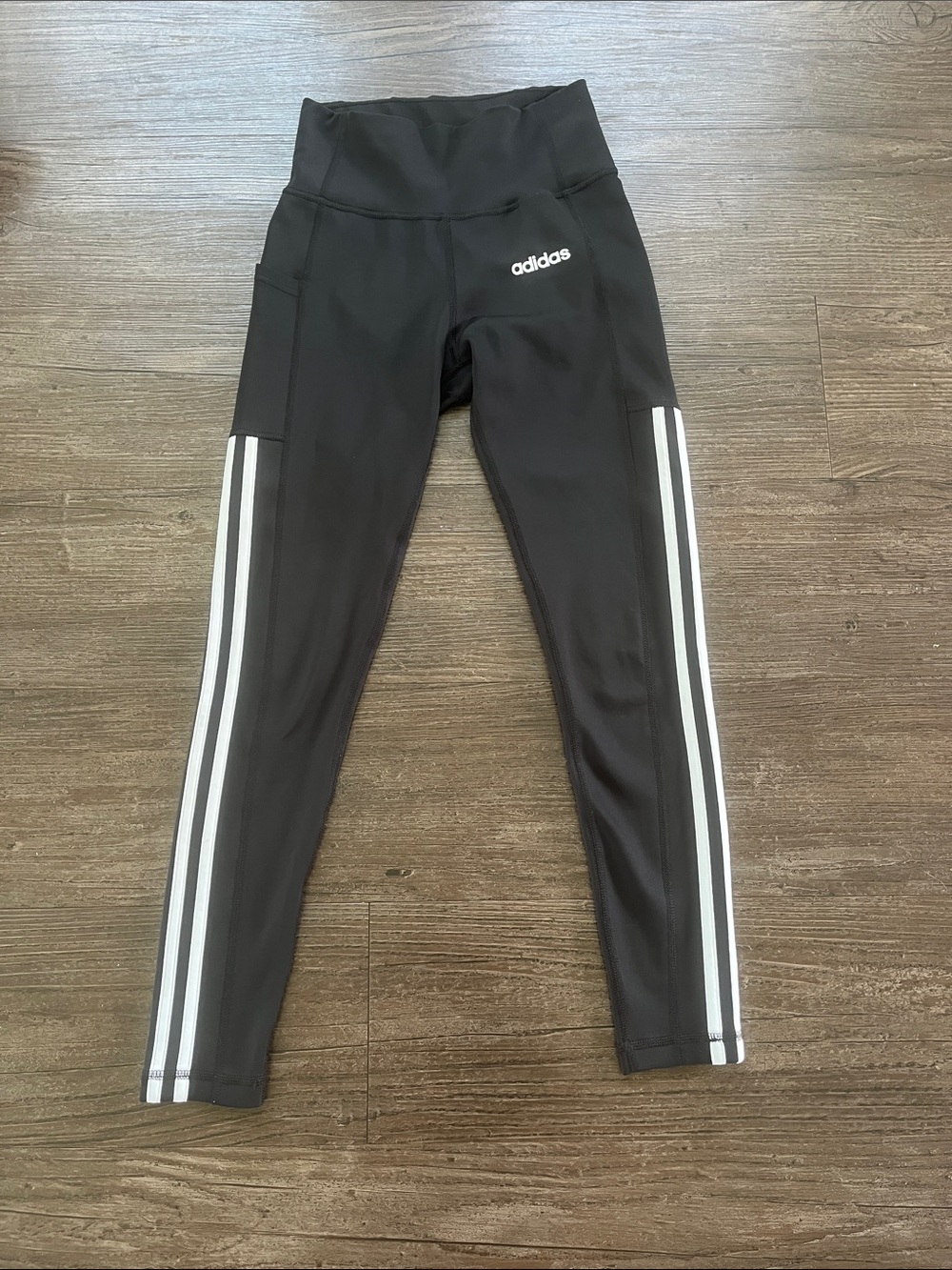 adidas Women’s Black Leggings with White Side Stripes Size XS